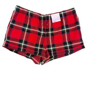 Stars Above holiday plaid flannel Pajama Shorts women's XL red green white NEW